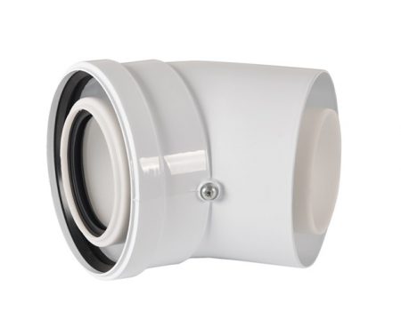 Отвод коаксиальный 45 град Ø80/125 мм Ø80 мм - ПП, Ø125 мм АЛ